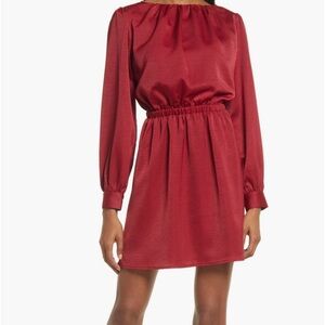 Lost + Wander Emerald Eyes Long Sleeve Mini Dress X-Small, Burgundy